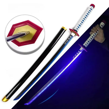 Bright Demon Slayer Katana LED Light up Sword Anime Kimetsu No Yaiba Cosplay Prop Giyuu Real Size Japanese Katana Samurai Sabre