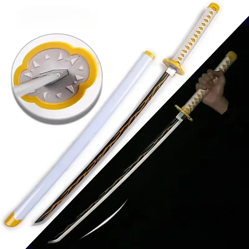 Bright Demon Slayer Katana LED Light up Sword Anime Kimetsu No Yaiba Cosplay Prop Giyuu Real Size Japanese Katana Samurai Sabre