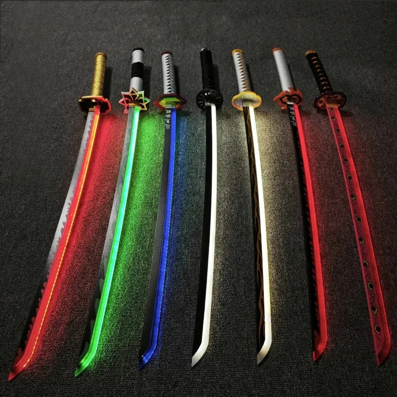 Bright Demon Slayer Katana LED Light up Sword Anime Kimetsu No Yaiba Cosplay Prop Giyuu Real Size Japanese Katana Samurai Sabre
