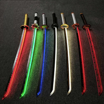Bright Demon Slayer Katana LED Light up Sword Anime Kimetsu No Yaiba Cosplay Prop Giyuu Real Size Japanese Katana Samurai Sabre