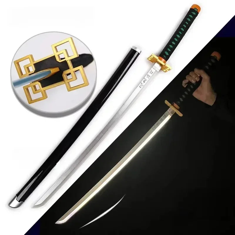 Bright Demon Slayer Katana LED Light up Sword Anime Kimetsu No Yaiba Cosplay Prop Giyuu Real Size Japanese Katana Samurai Sabre