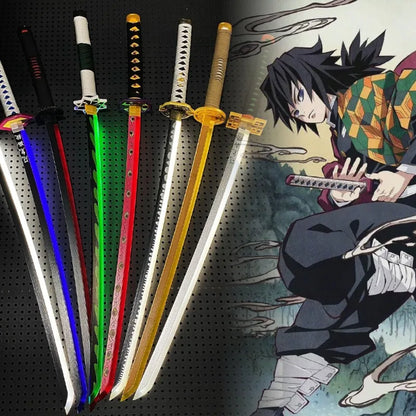 Bright Demon Slayer Katana LED Light up Sword Anime Kimetsu No Yaiba Cosplay Prop Giyuu Real Size Japanese Katana Samurai Sabre