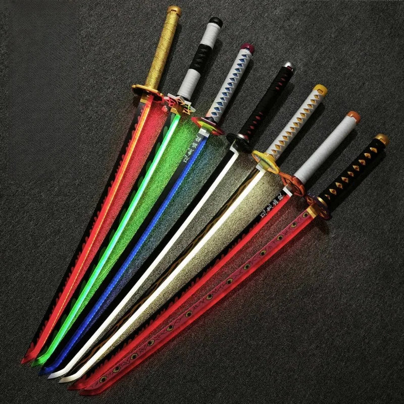 Bright Demon Slayer Katana LED Light up Sword Anime Kimetsu No Yaiba Cosplay Prop Giyuu Real Size Japanese Katana Samurai Sabre